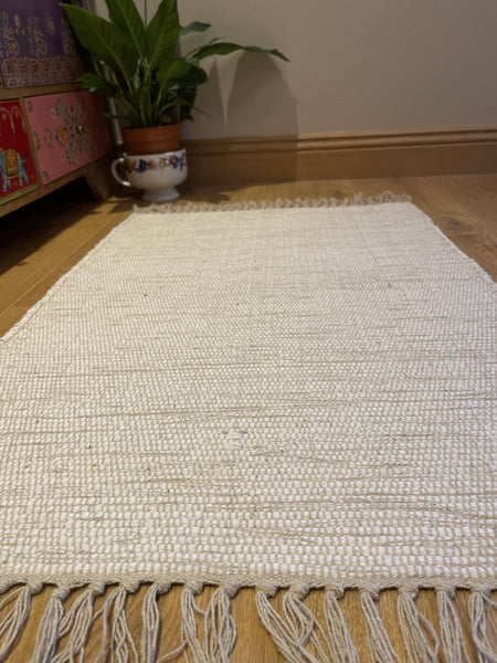 HUSH Hand Loomed Soft Cotton Rug in Muted Colours