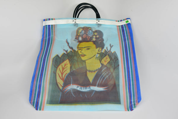 Frida Kahlo Recycled Large Tote Bag Mexico Mesh Printed