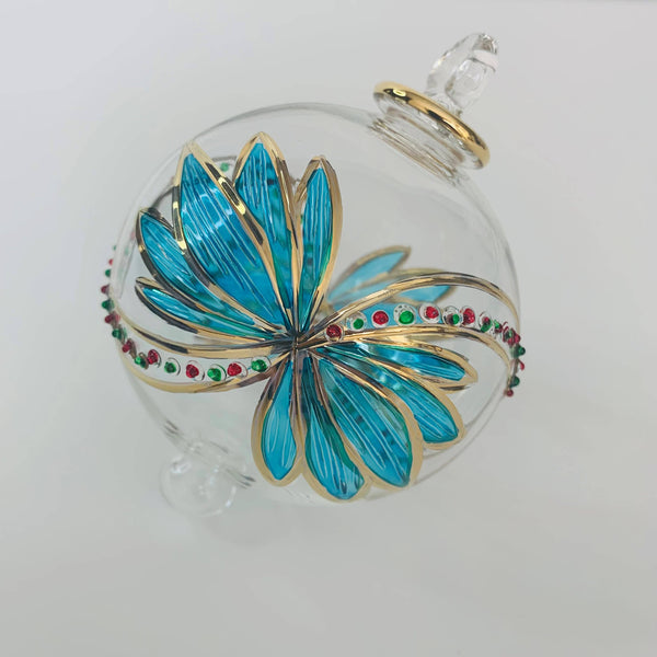 Blown Glass Ornament - Turquoise Butterfly