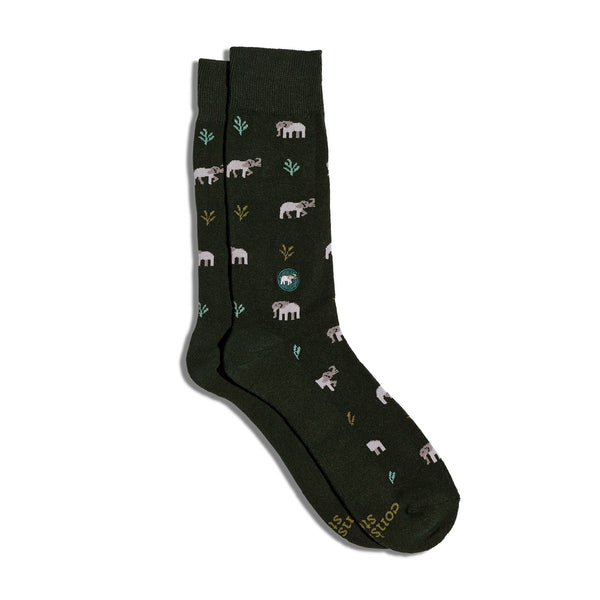Socks that Protect Elephants (Green Elephants/Medium)