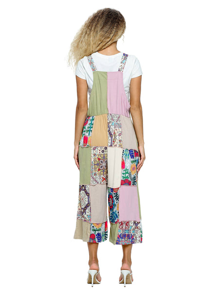 Overall Hippie Floral Patchwork -blue/grey/sea foam