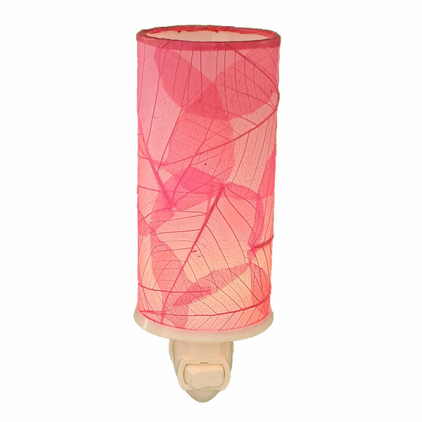 Cylinder Nightlight Pink, Shade Made of Cocoa Leaves