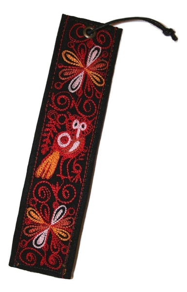 Embroidered Colca Canyon Cotton Bookmark 2" x 7" Leather