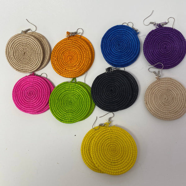 Bright Fair Trade Raffia Woven Earrings