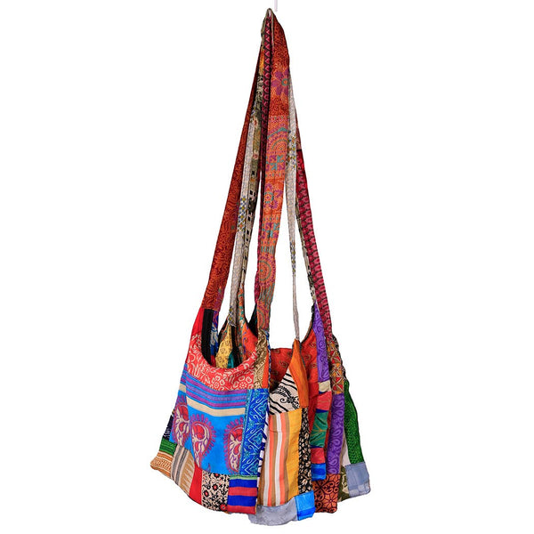Reclaimed Patchwork Sari Zip Top Shoulder Bag