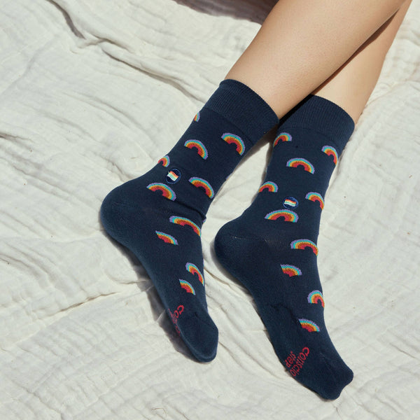 Socks that Save LGBTQ Lives | Navy Rainbows - Pride Gifts: Small