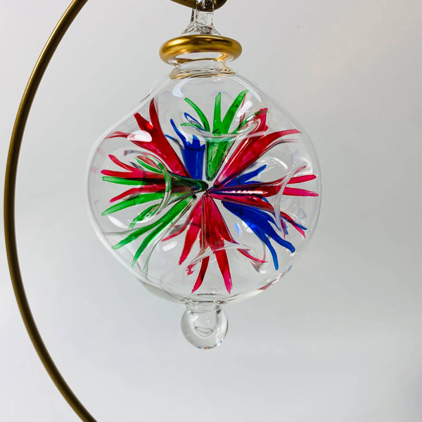 Blown Glass Ornament - Blossoms Multi