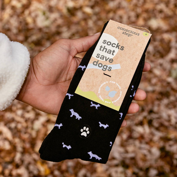 Socks that Save Dogs- Black Dogs/Large