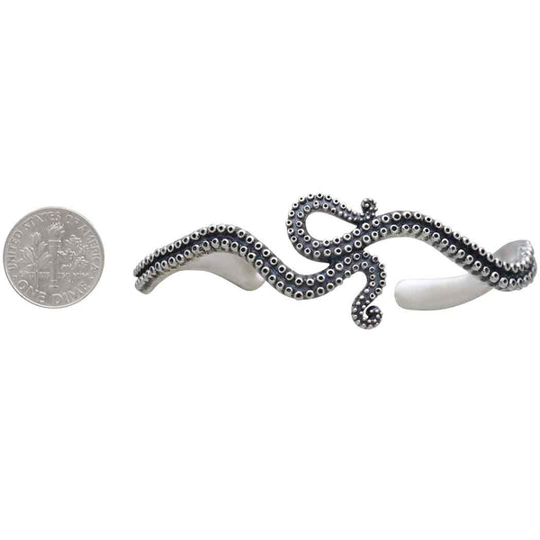 Sterling Silver or Bronze Octopus Tentacle Cuff Bracelet