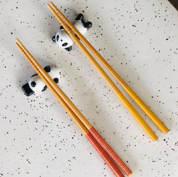 2x Ceramic Porcelain Panda Chopstick Rests