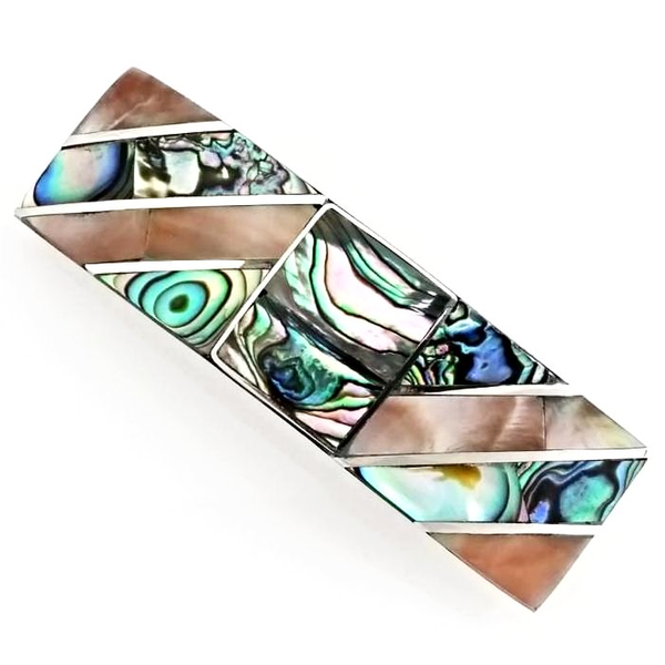 Blue Pacific Abalone & Mother-of-Pearl Hair Clip Barrettes