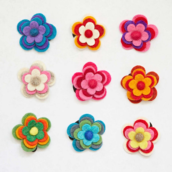 Felt 4 Flower Hair Band / Bobble - Hair Tie - Handmade