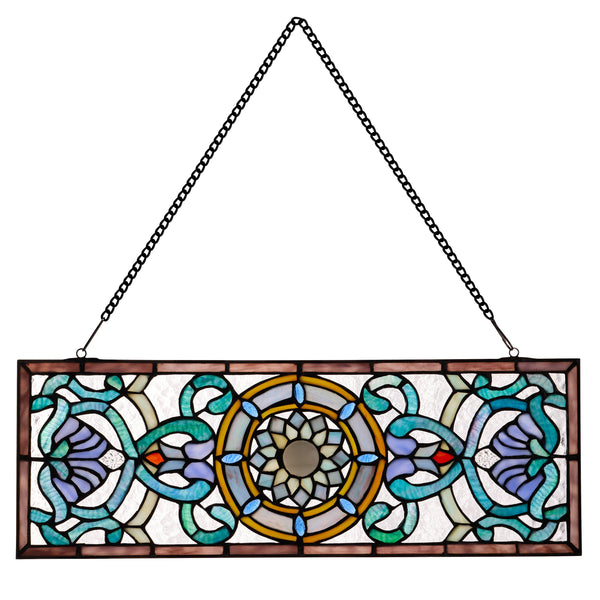 8.5"H Starla Rectangular Stained Glass Pub Window Panel