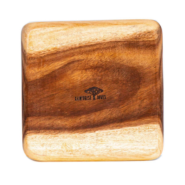 Square Acacia Wood Salad Plate