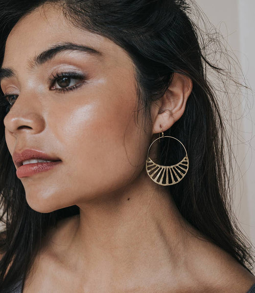 Rajani Gold Hoop Earrings - Crescent Disc