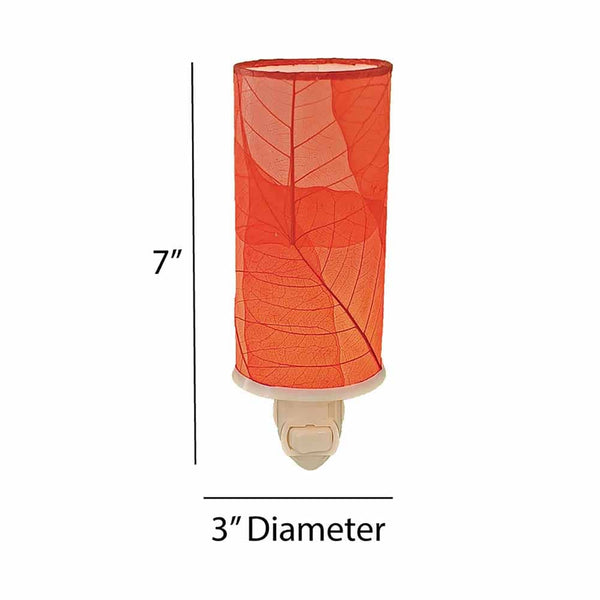 Cylinder Nightlight Red, Shade Made of Cocoa Leaves