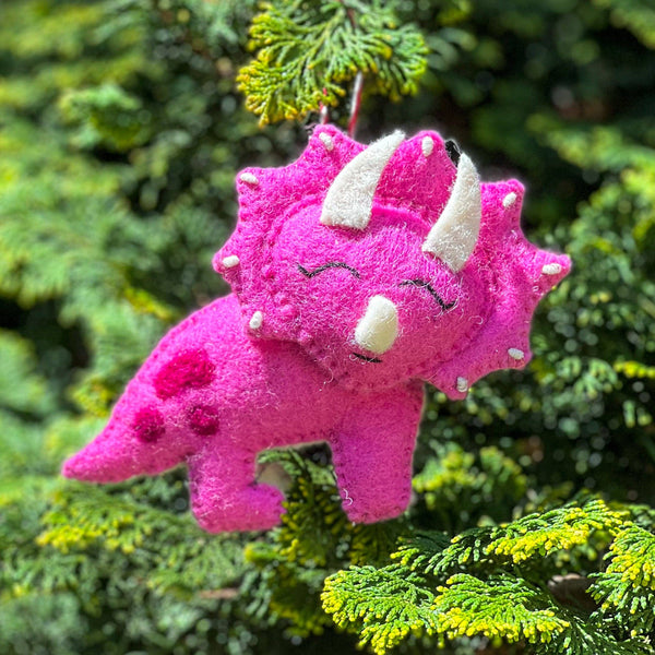 Handfelted Ornament Triceratops