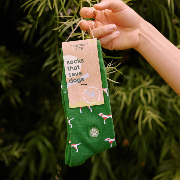 Socks that Save Dogs-Green Dogs/Medium