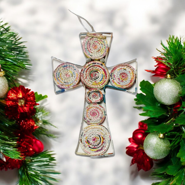 Cross Ornament - Recycled Paper