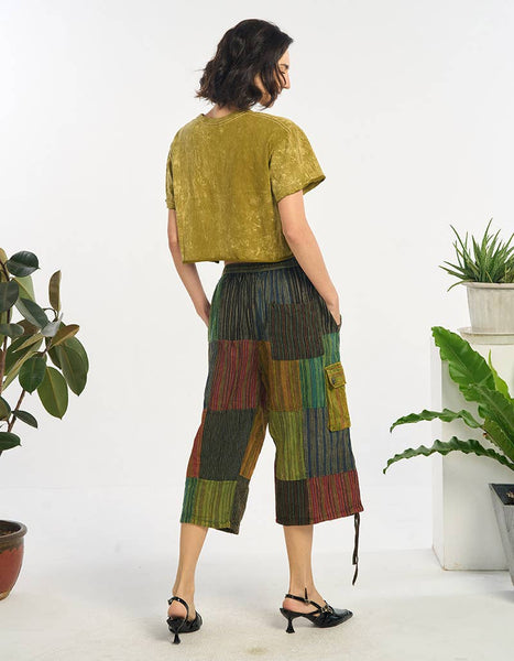 Patched Cotton Capri Pants
