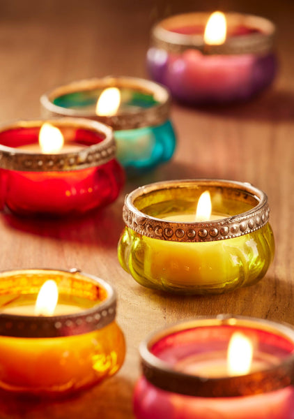 Pumpkin Glass & Iron Border Tealight