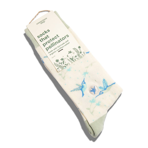 Socks that Protect Pollinators -Beige Hummingbirds/Small