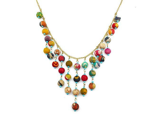Aasha Kantha Handcrafted Dangling Beads Bib Necklace