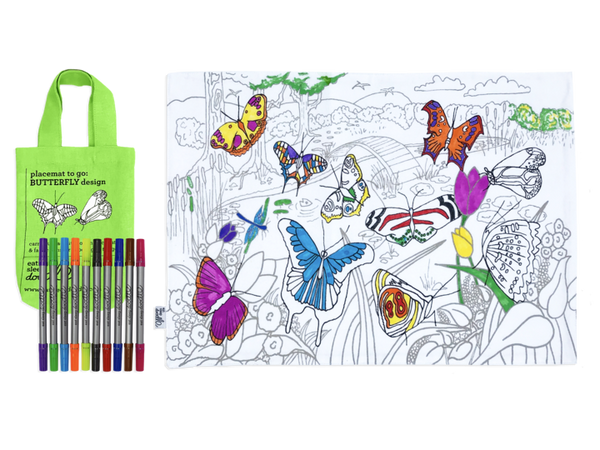 DIY Craft Kit - Coloring Mat - Butterfly Placemat to Go