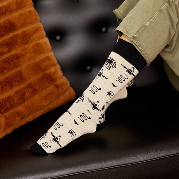 Socks that Give Books -Ivory Hieroglyphics/Small