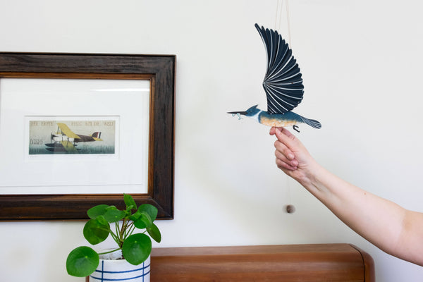 Belted Kingfisher Flying Bird Mobile