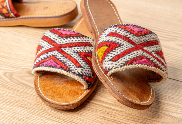 Moroccan Kilim Open-Toe Slides