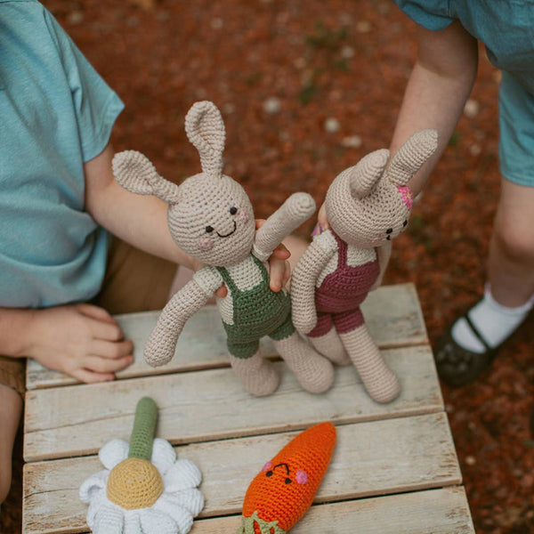 Springtime Easter Bunny in Suspenders - Crochet Plush