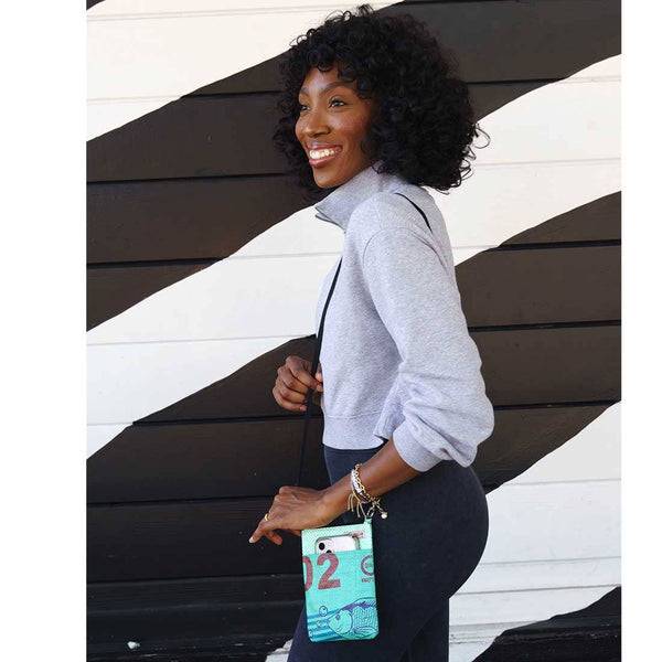 Mini Recycled Phone Crossbody -Lightweight Travel Bag