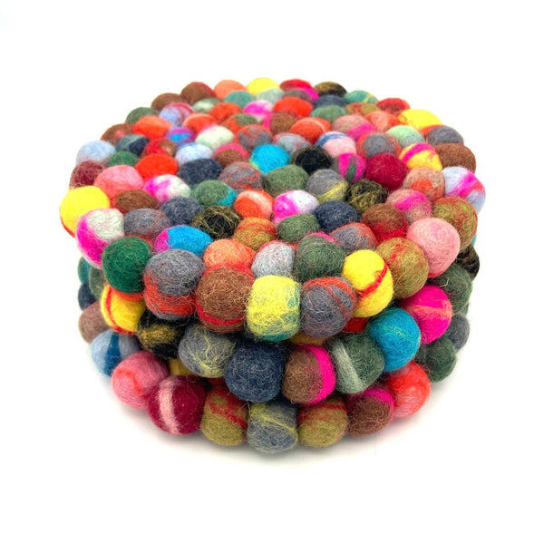 Marbled Multi-color Felt Ball Trivet