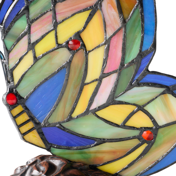 9.5"H Luella Red Butterfly Wings Stained Glass Accent Lamp