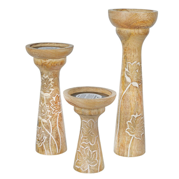 Lotus Candleholder Set of 3 (6", 9", and 12") - in Whitewash