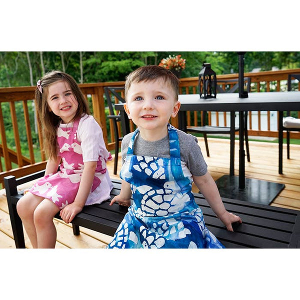 Apron Kids: Elephants - Blue-Organic