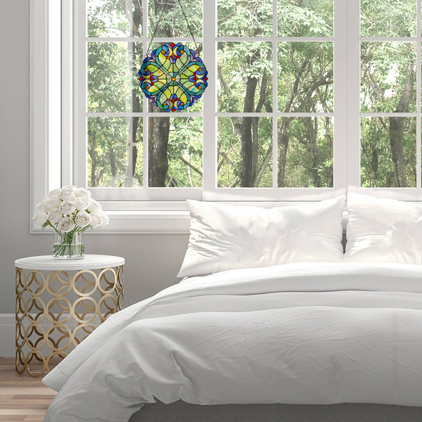 12"H Halston Multicolor Stained Glass Window Panel
