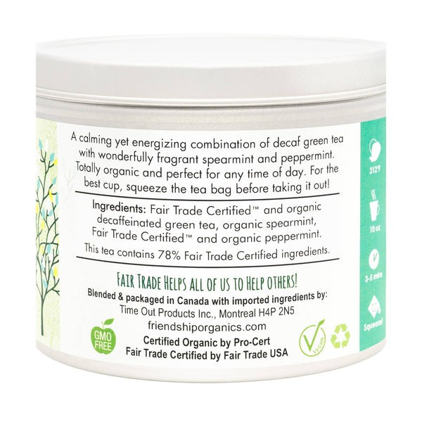 Decaf Green Mint Tea, Organic and Fair Trade Certified