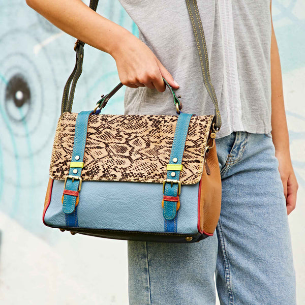 Recycled Leather Multicoloured Animal Print Large Hand Bag