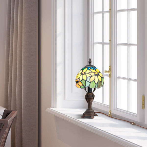 12"H Sunflower Blossoms Candlestick Accent Lamp