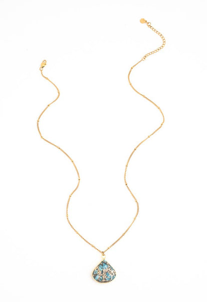 Emperor Stone Blossom Necklace- 14K Gold Plated Natural Stone Pendant Necklace