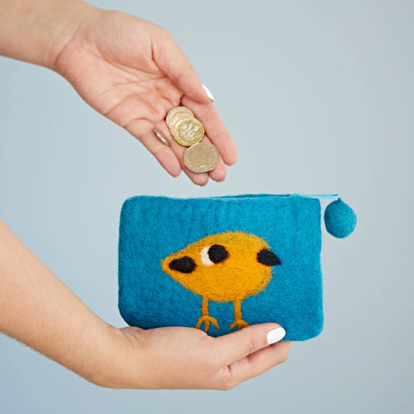 Felt Birdie Purse - Handmade Felt Purse - Fair Trade