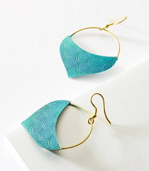 Jaladhi Mermaid Teal Drop Earrings