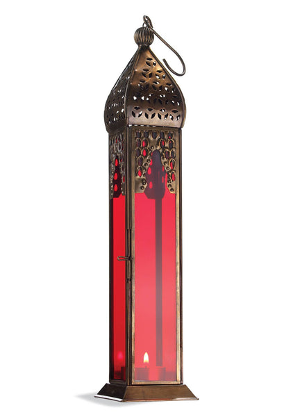 Tall Moroccan Style Glass Lantern