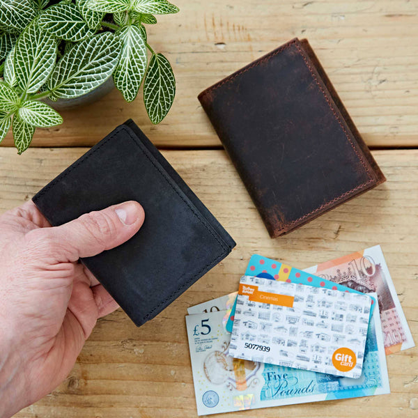Handmade Buffalo Leather Trifold Wallet