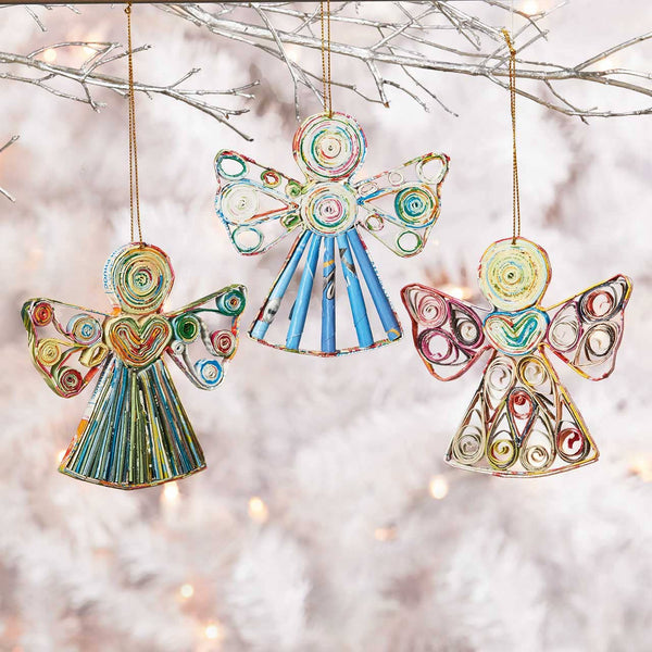 Quilled Angels Christmas Ornaments - Set of 3