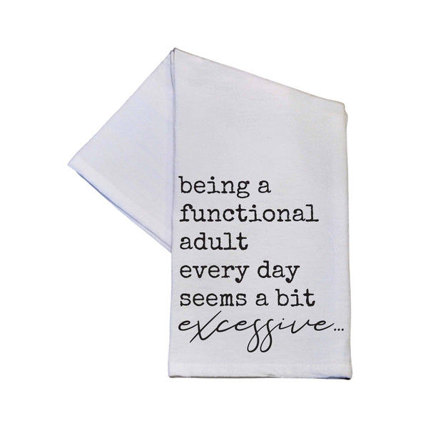 Seems A Bit Excessive White Cotton Tea Towels Funny Quotes