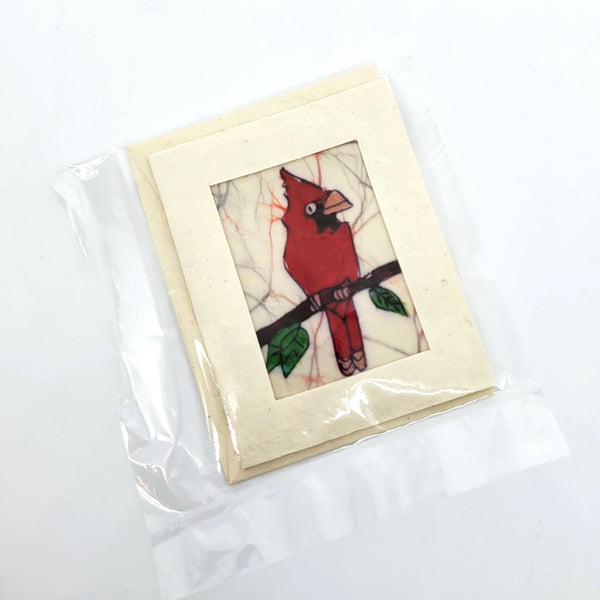 Batik Cardinal Mini Card