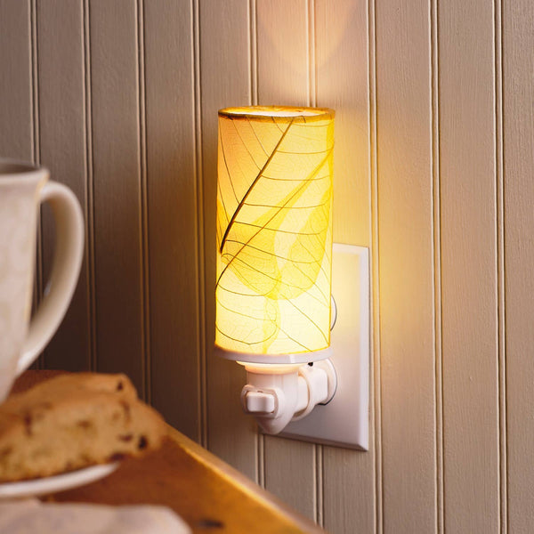 Cylinder Nightlight Yellow, Shade Made of Cocoa Leaves